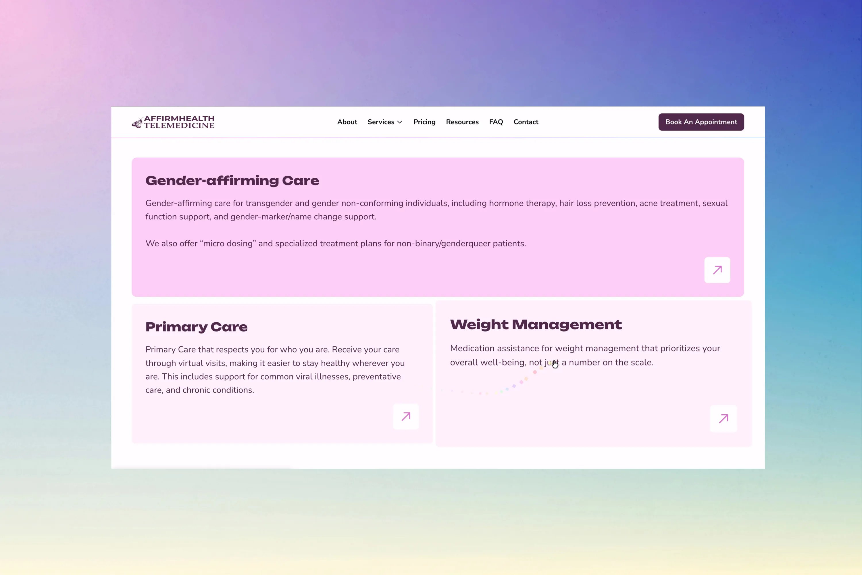 AffirmHealth services site section